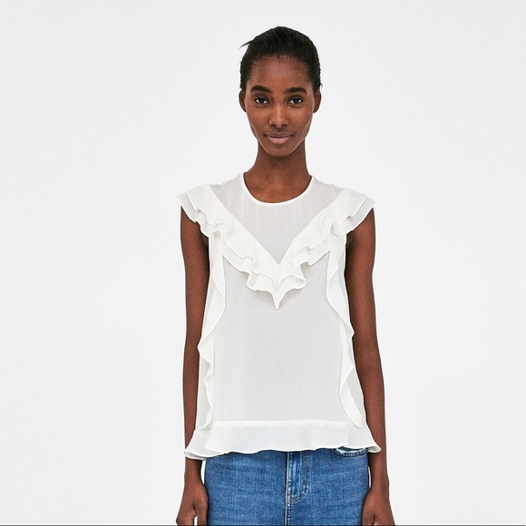 Zara romantic ruffled top - Picture 1 of 4